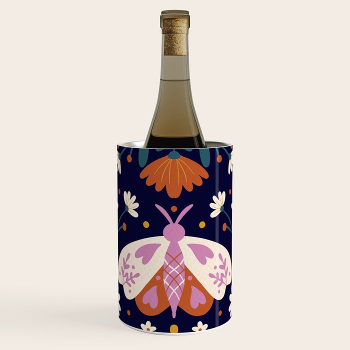 Folk Moth - orange and cream Wine Chiller Gallery Image 1