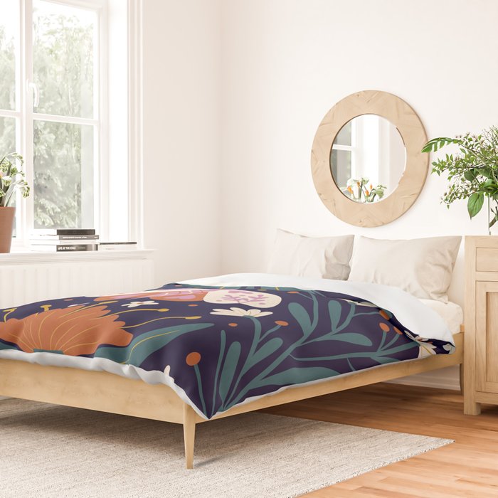 Folk Moth - orange and cream Duvet Cover Gallery Image 2