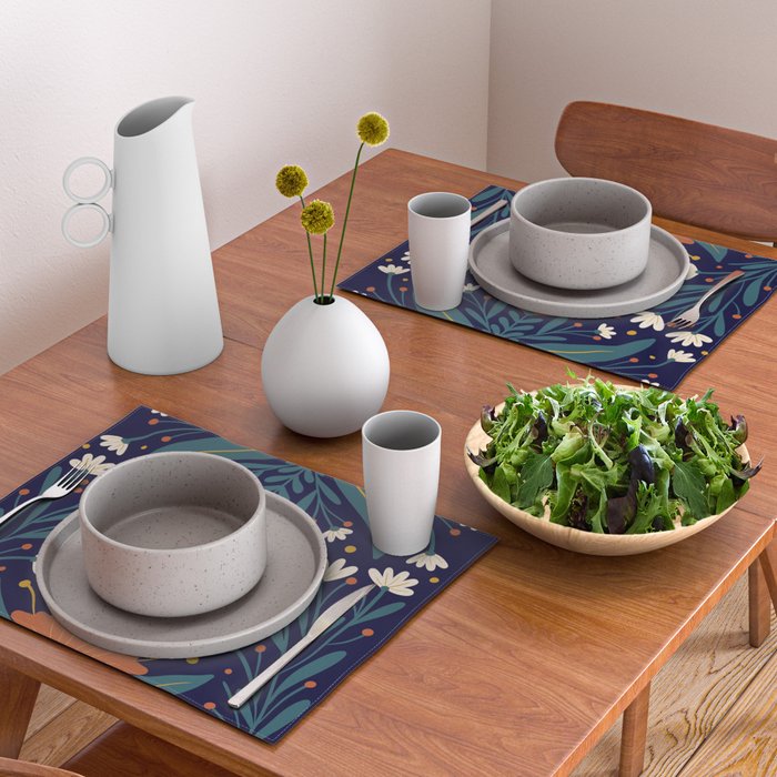 Folk Moth - orange and cream Placemat Gallery Image 2