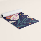 Folk Moth - orange and cream Yoga Mat Gallery Image 2