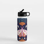 Folk Moth - orange and cream Water Bottle Gallery Image 1