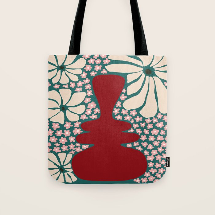 Happy Retro flower vase 1 Tote Bag Gallery Image 1