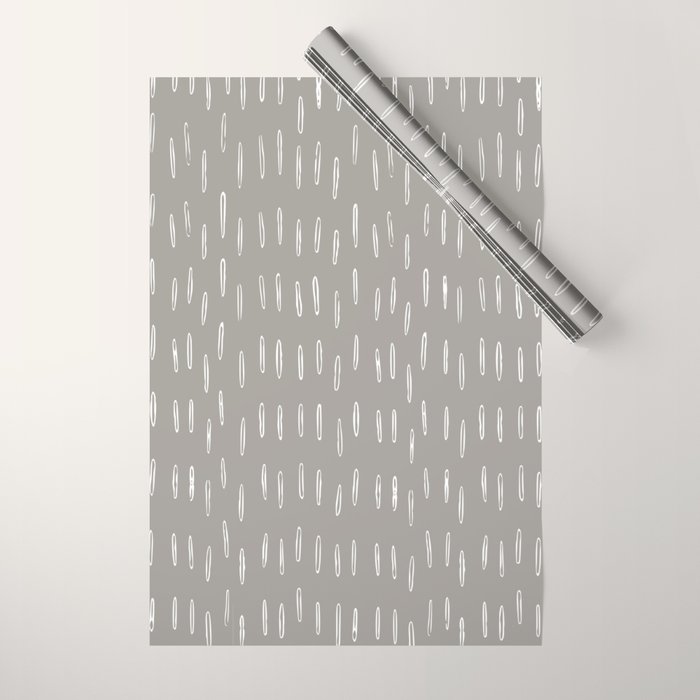Raindrops, Gray, Minimalism, Abstract Art Wrapping Paper Gallery Image 1