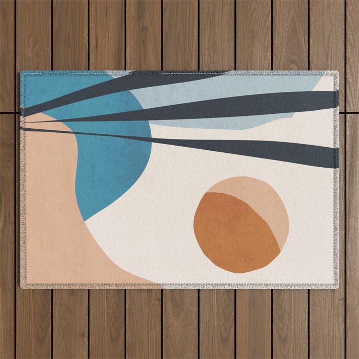 Minimal Abstract Art Landscape 10 Outdoor Rug Gallery Image 1