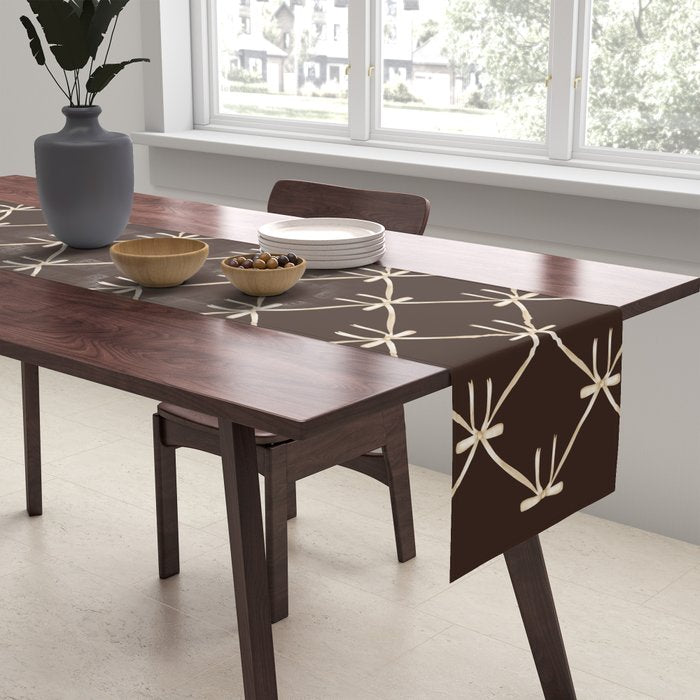 Bows and Ribbons Pattern LXIII Mocha Brown Table Runner Gallery Image 2