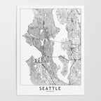 Seattle White Map Poster Gallery Image 4
