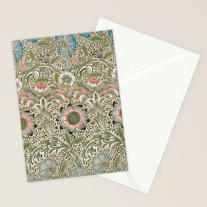 William Morris Corncockle Floral Stationery Card Gallery Image 2