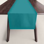 Retro Teal Solid Color Table Runner Gallery Image 1