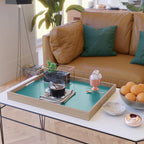 Retro Teal Solid Color Serving Tray Gallery Image 2