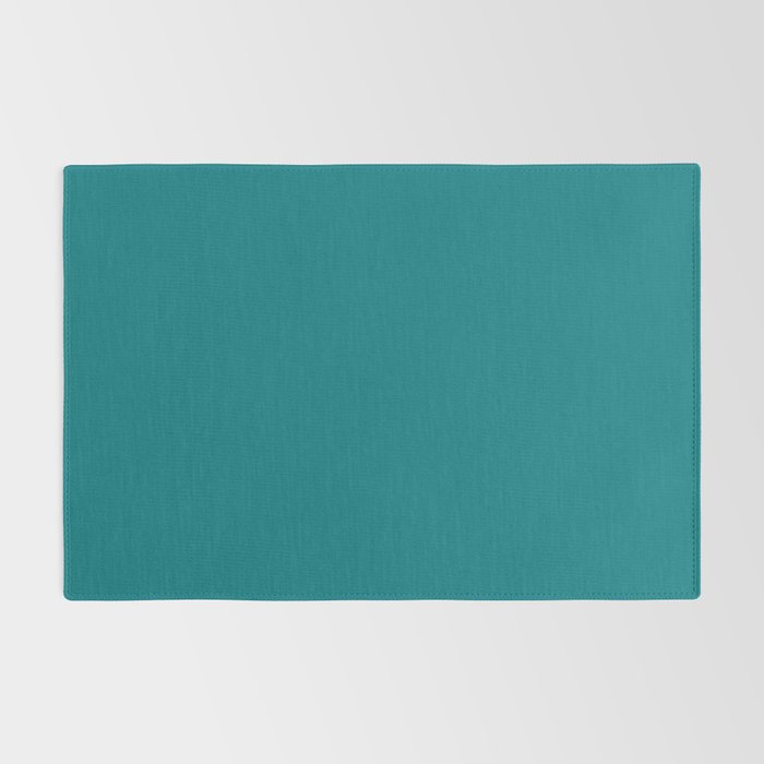 Retro Teal Solid Color Rug Gallery Image 2