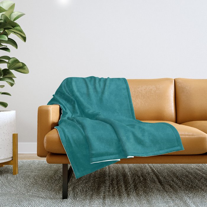 Retro Teal Solid Color Throw Blanket Gallery Image 1