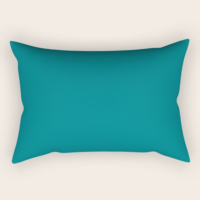 Retro Teal Solid Color Rectangular Pillow Gallery Image 2