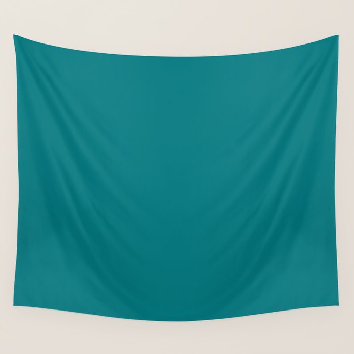 Retro Teal Solid Color Wall Tapestry Gallery Image 4