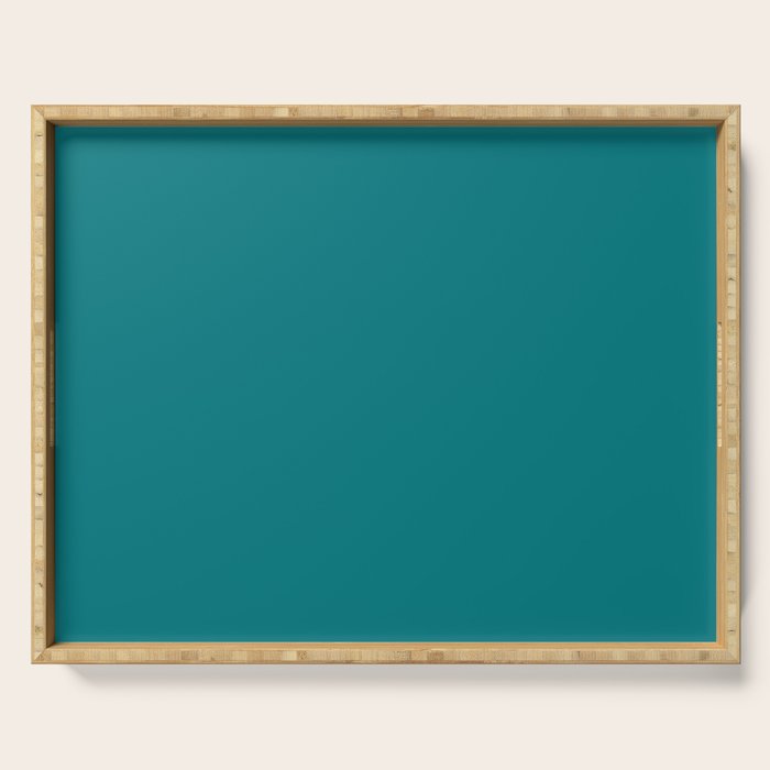 Retro Teal Solid Color Serving Tray Gallery Image 1