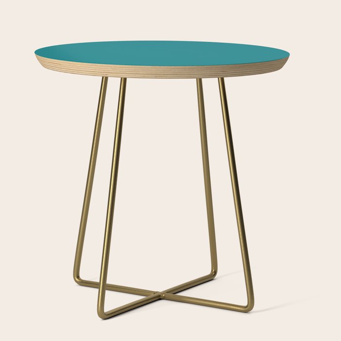 Retro Teal Solid Color Side Table Gallery Image 1