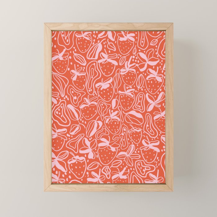 Red and pink strawberries Mini Art Print Gallery Image 1
