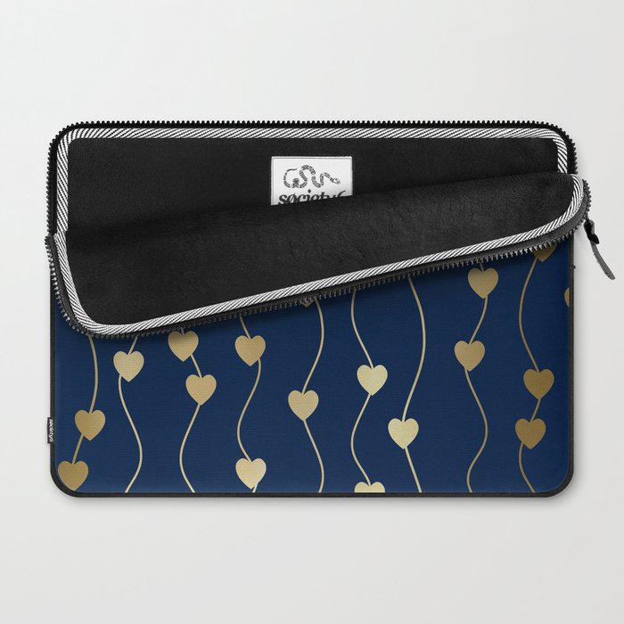 Heart Strings in Navy and Gold Laptop Sleeve Gallery Image 2