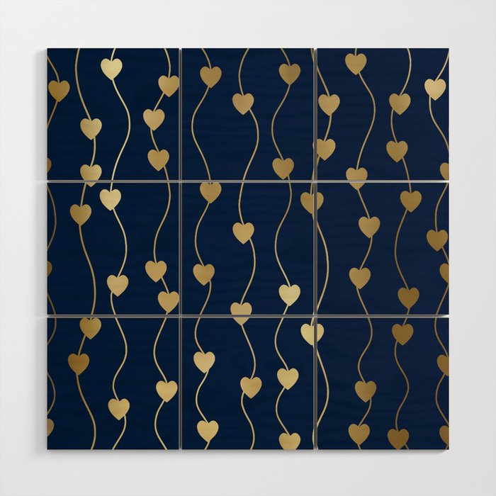 Heart Strings in Navy and Gold Wood Wall Art Gallery Image 1