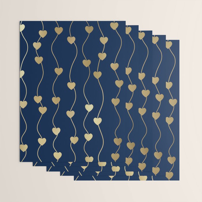 Heart Strings in Navy and Gold Wrapping Paper Gallery Image 3