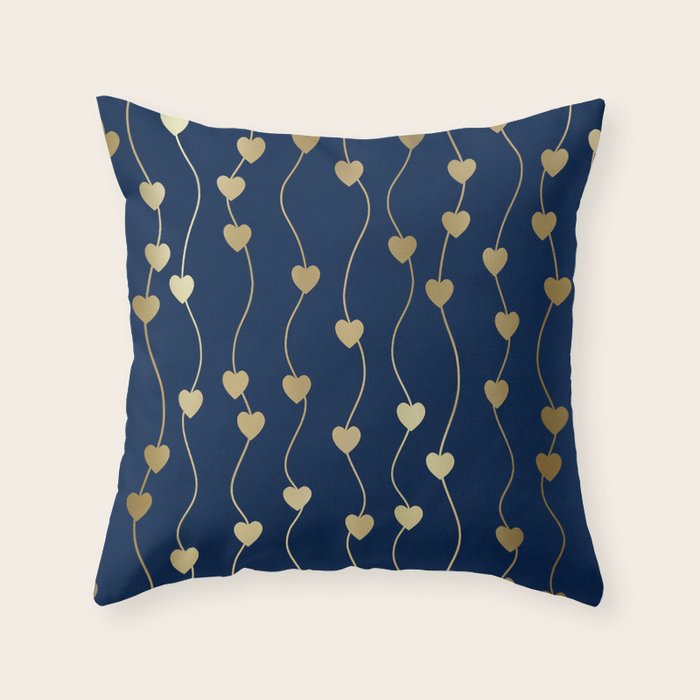 Heart Strings in Navy and Gold Throw Pillow Gallery Image 6