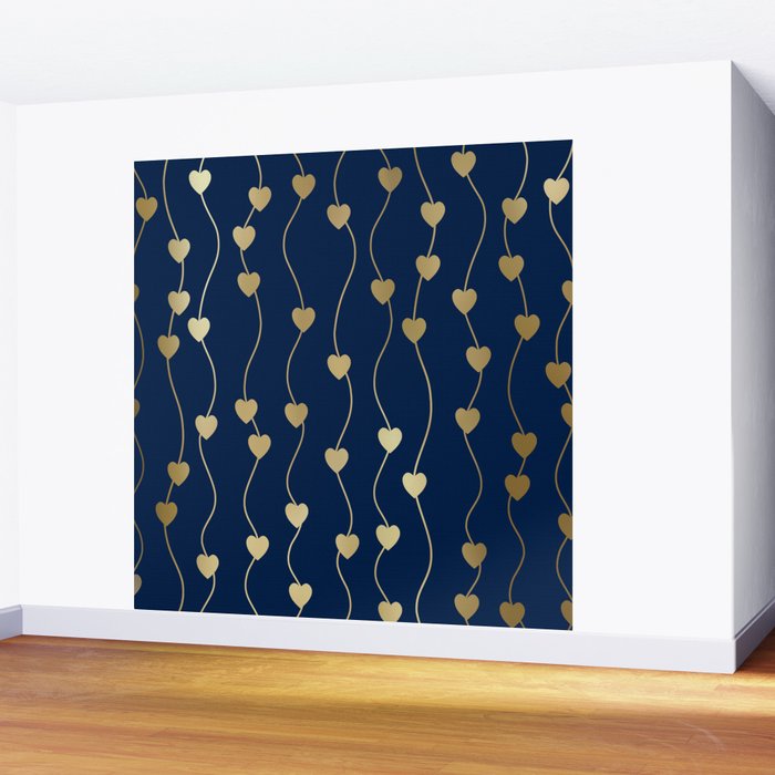 Heart Strings in Navy and Gold Wall Mural Gallery Image 2