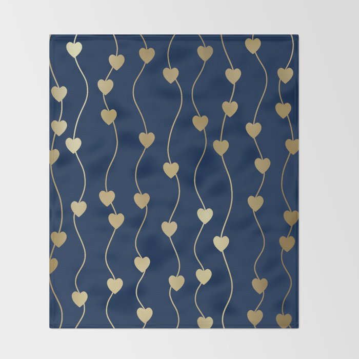 Heart Strings in Navy and Gold Throw Blanket Gallery Image 2