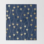 Heart Strings in Navy and Gold Throw Blanket Gallery Image 2