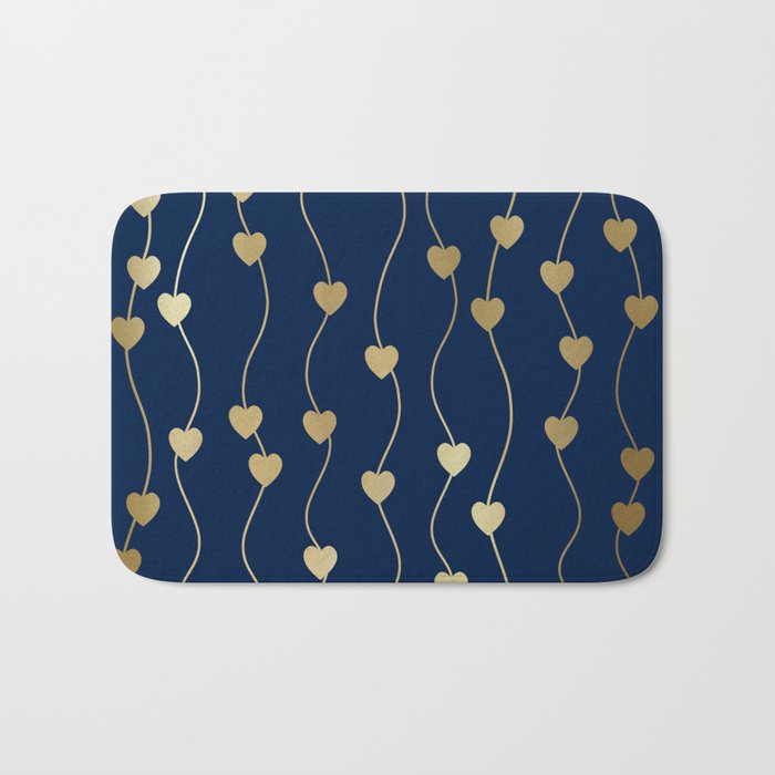 Heart Strings in Navy and Gold Bath Mat Gallery Image 1