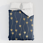 Heart Strings in Navy and Gold Duvet Cover Gallery Image 6