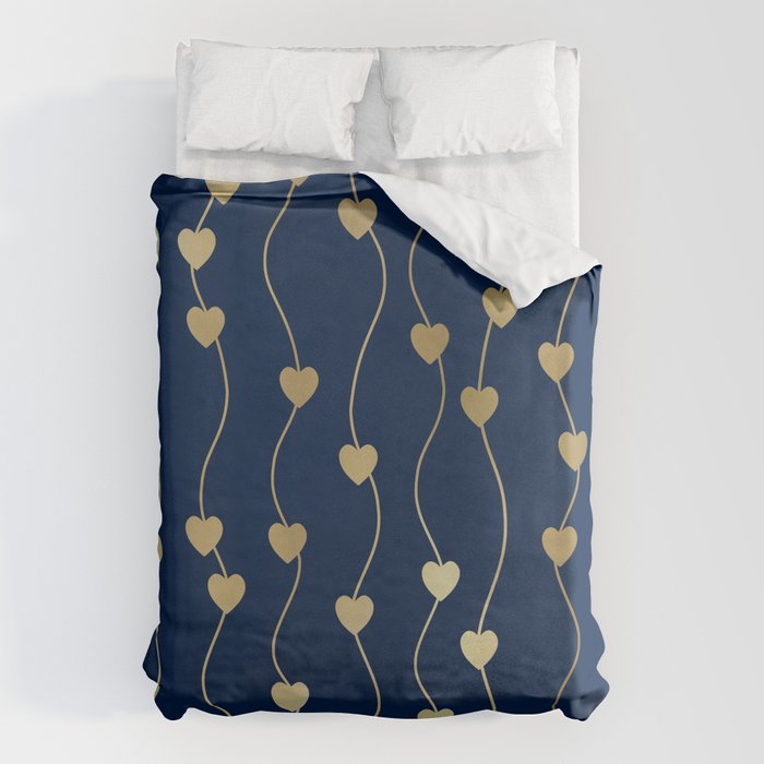 Heart Strings in Navy and Gold Duvet Cover Gallery Image 6