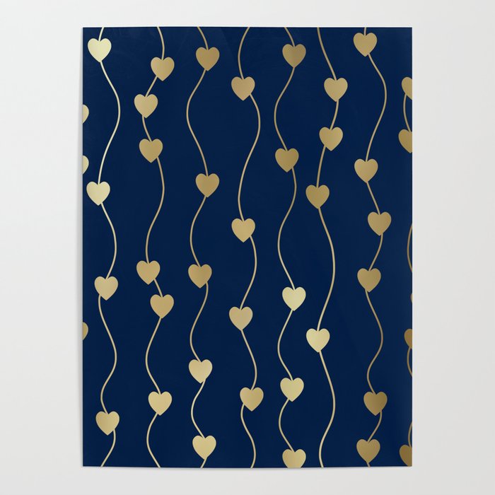 Heart Strings in Navy and Gold Poster Gallery Image 4