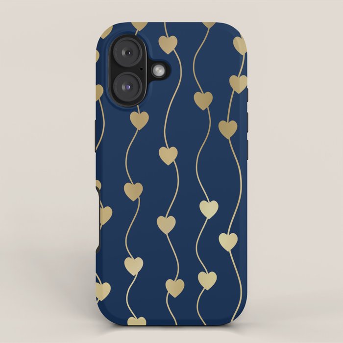 Heart Strings in Navy and Gold iPhone Case Gallery Image 1