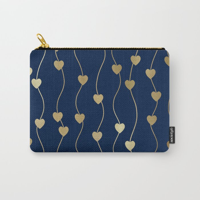 Heart Strings in Navy and Gold Carry All Pouch Gallery Image 1