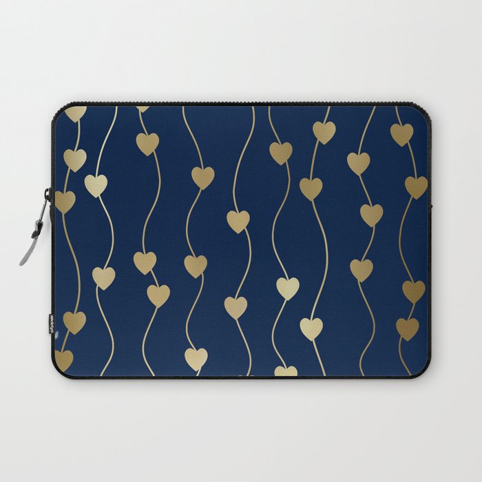 Heart Strings in Navy and Gold Laptop Sleeve Gallery Image 1