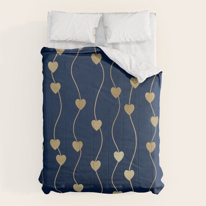 Heart Strings in Navy and Gold Comforter Gallery Image 6