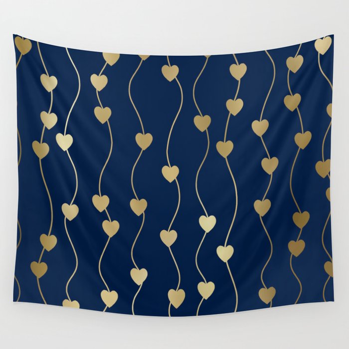 Heart Strings in Navy and Gold Wall Tapestry Gallery Image 4