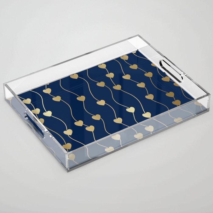 Heart Strings in Navy and Gold Acrylic Tray Gallery Image 1