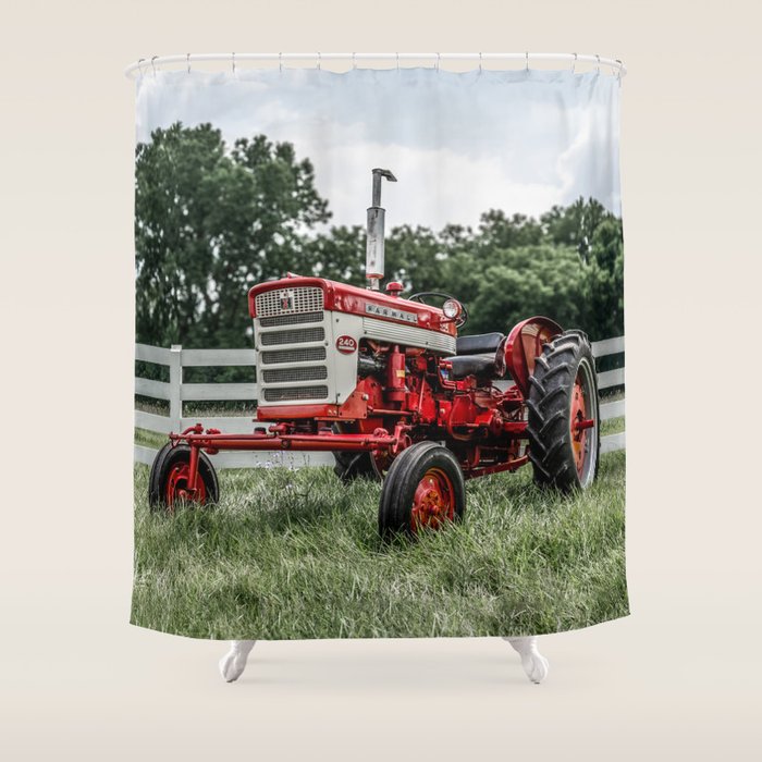 International Harvester Farmall 240 Red Tractor McCormick Deering Shower Curtain Gallery Image 1