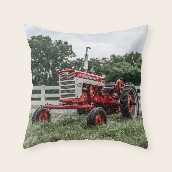 International Harvester Farmall 240 Red Tractor McCormick Deering Throw Pillow Gallery Image 1
