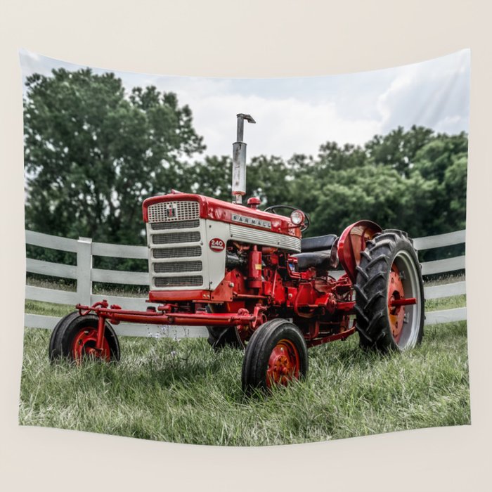 International Harvester Farmall 240 Red Tractor McCormick Deering Wall Tapestry Gallery Image 4