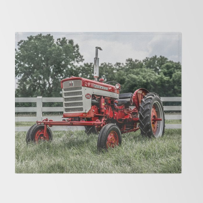 International Harvester Farmall 240 Red Tractor McCormick Deering Throw Blanket Gallery Image 2