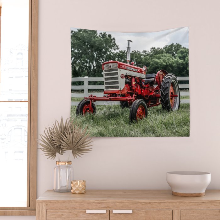 International Harvester Farmall 240 Red Tractor McCormick Deering Wall Tapestry Gallery Image 2