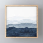 Indigo Abstract Watercolor Mountains Mini Art Print Gallery Image 1