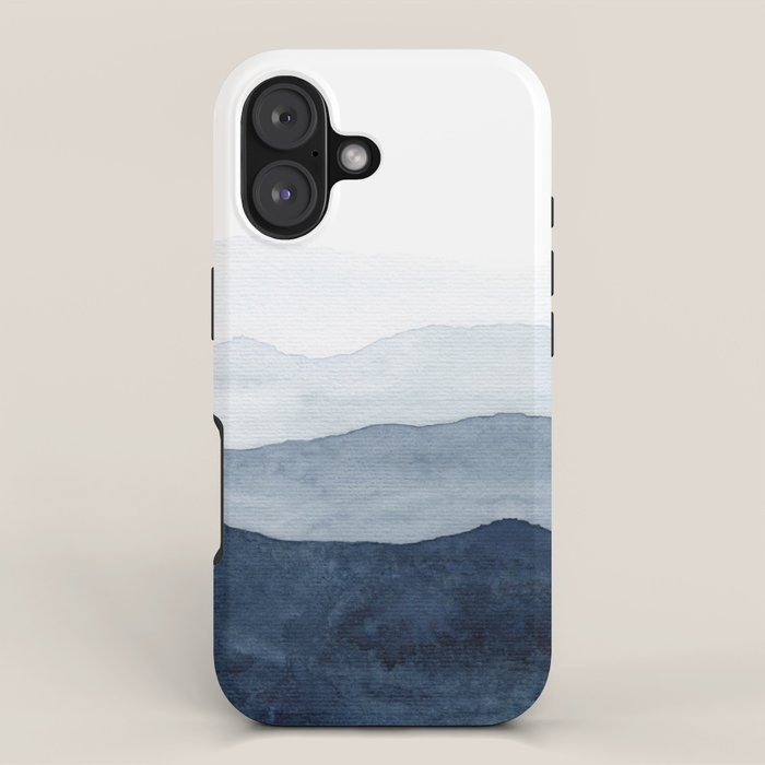 Indigo Abstract Watercolor Mountains iPhone Case