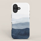 Indigo Abstract Watercolor Mountains iPhone Case Gallery Image 1