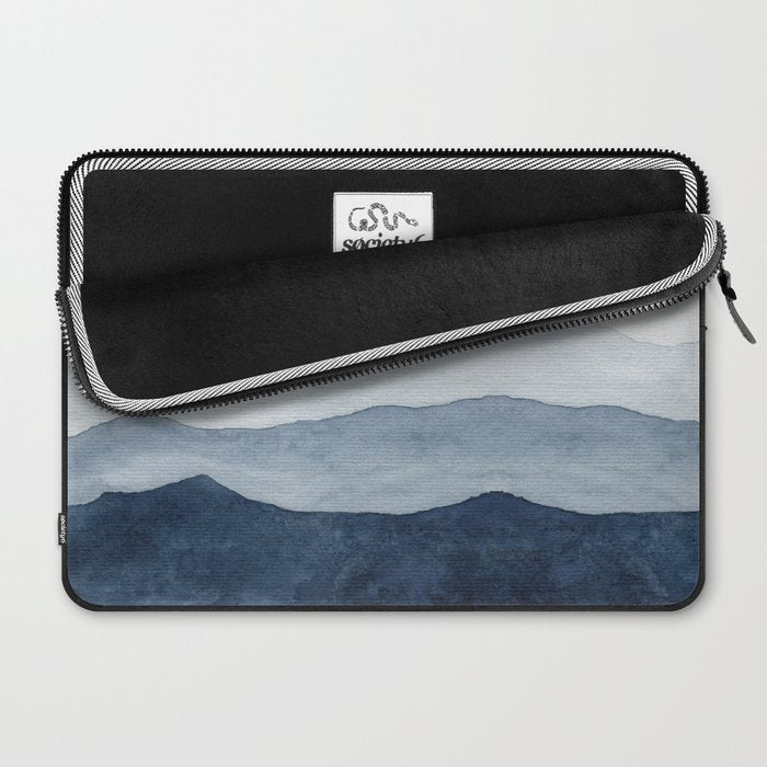 Indigo Abstract Watercolor Mountains Laptop Sleeve Gallery Image 2