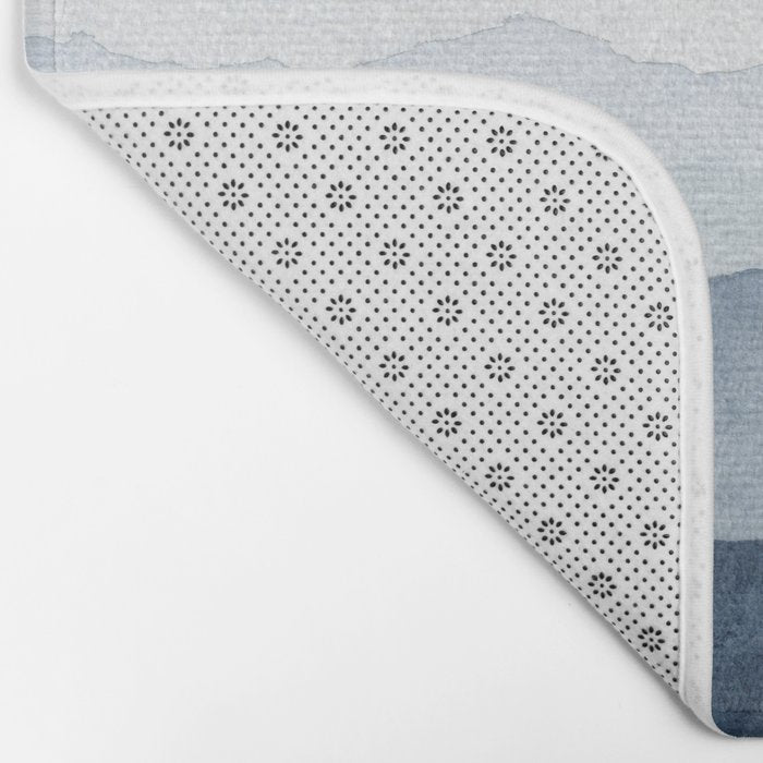 Indigo Abstract Watercolor Mountains Bath Mat Gallery Image 2