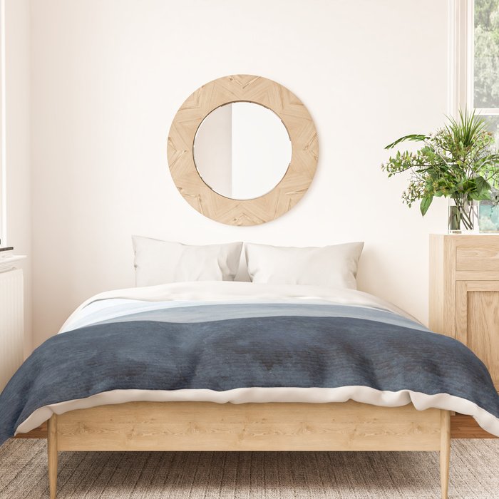 Indigo Abstract Watercolor Mountains Duvet Cover Gallery Image 3