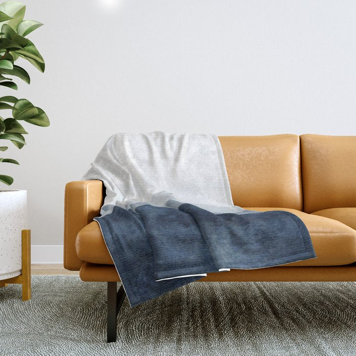 Indigo Abstract Watercolor Mountains Throw Blanket Gallery Image 1