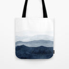 Indigo Abstract Watercolor Mountains Tote Bag Gallery Image 1